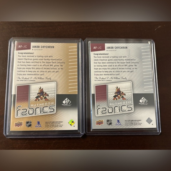 Jakob Chychrun Jersey Patch Lot Of 2, #24/35, Upper deck, Hockey Cards AF-JC - Picture 2 of 2